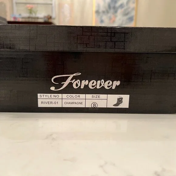 Forever River-01 Rhinestone Western Booties – Champagne – Size 8 - Never Worn - Picture 5 of 5